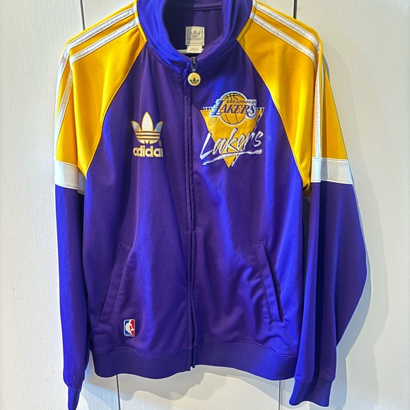 Adidas Purple and Yellow Lakers Jacket - Picture 1 of 2